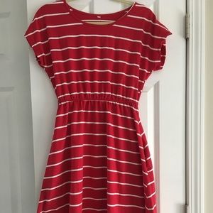 Red and White Striped T-Shirt Dress!